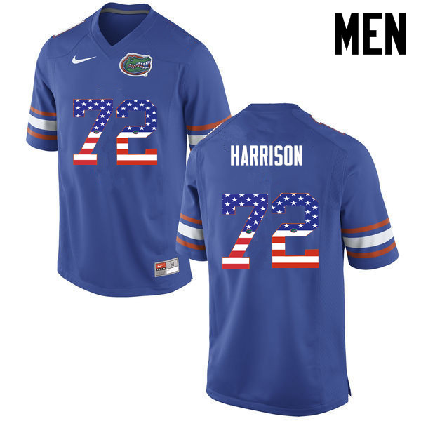 Men Florida Gators #72 Jonotthan Harrison College Football USA Flag Fashion Jerseys-Blue